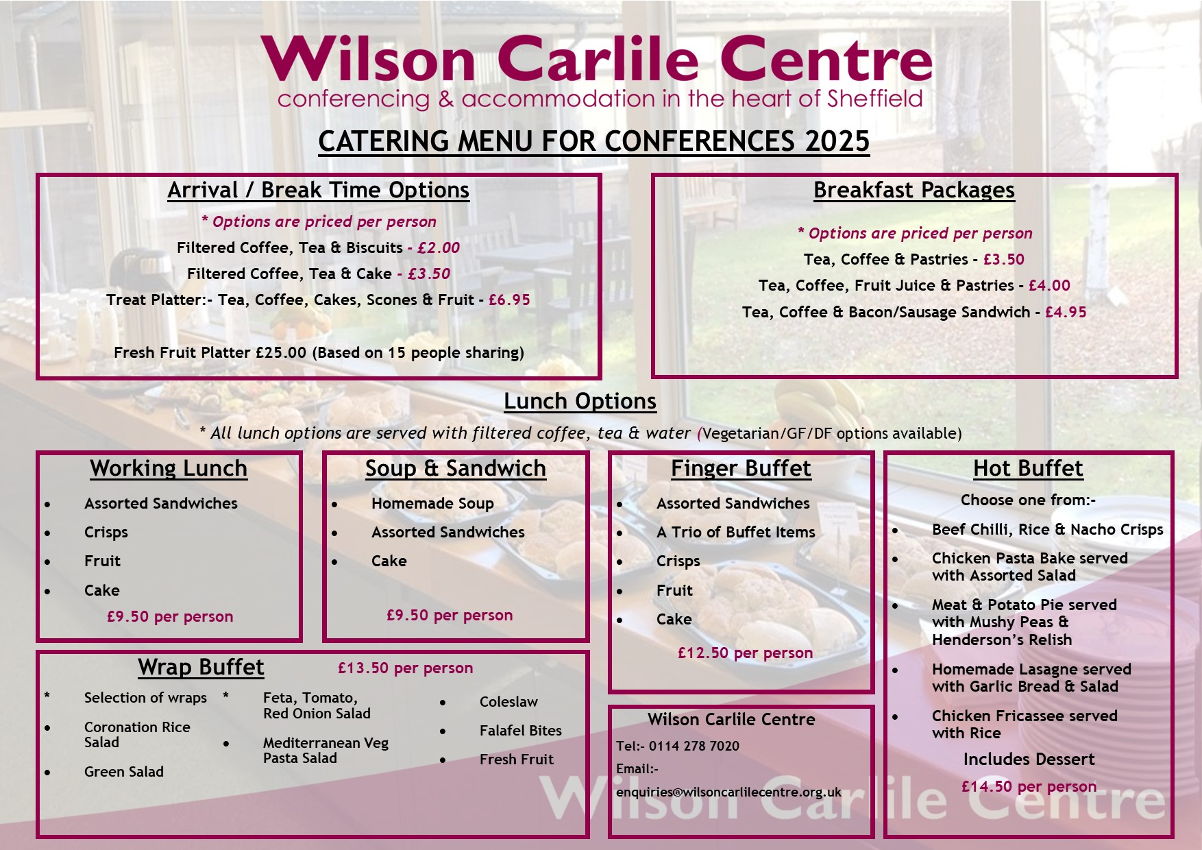 Conference Catering Menu 2025